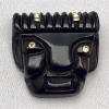 BP2 black bakelite tiki style face pin